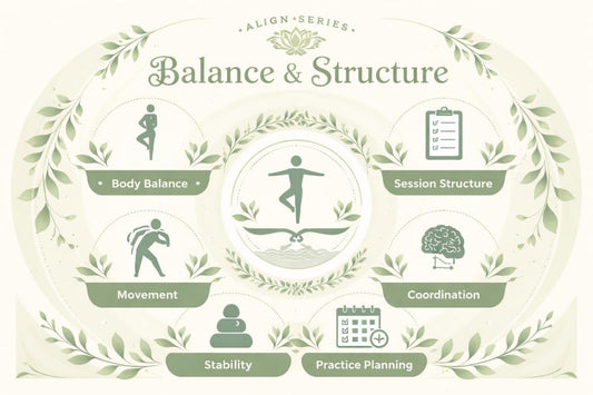 Diagram titled 'Balance & Structure' with icons and text on a white background
